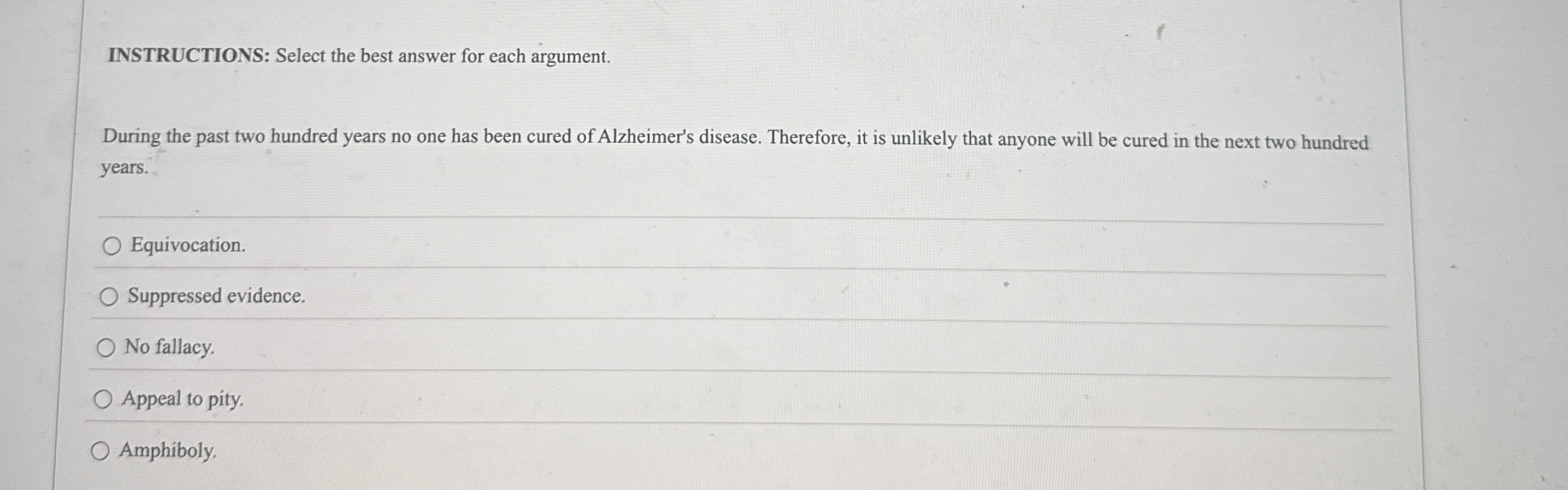 Solved INSTRUCTIONS: Select the best answer for each | Chegg.com