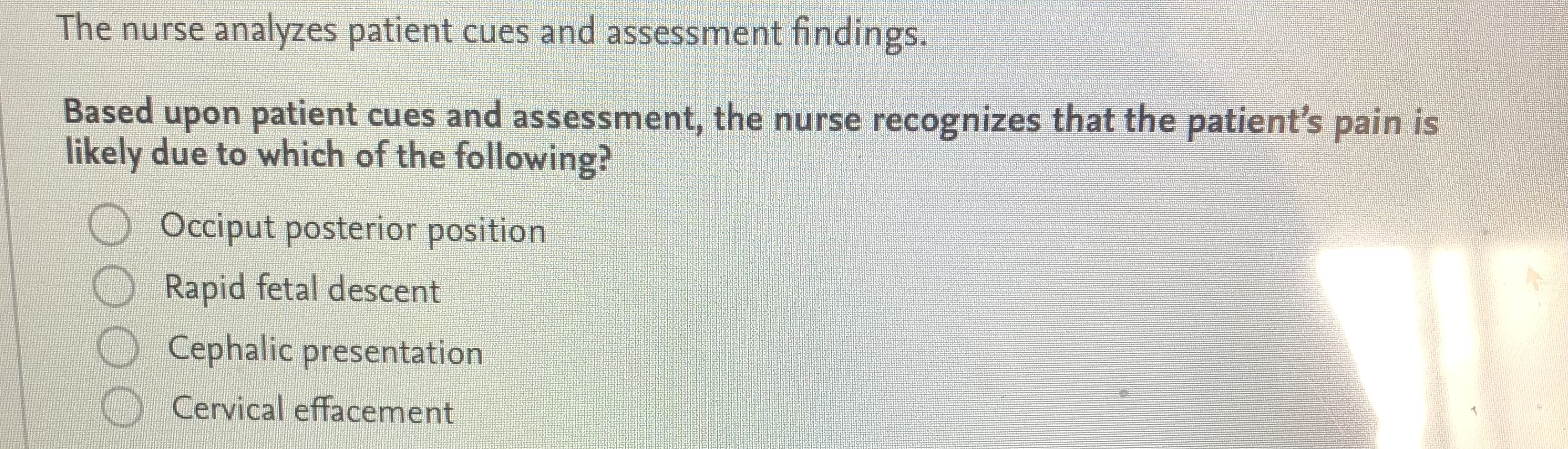 Solved The nurse analyzes patient cues and assessment | Chegg.com