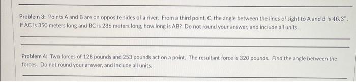 Solved Problem 3: Points A and B are on opposite sides of a | Chegg.com
