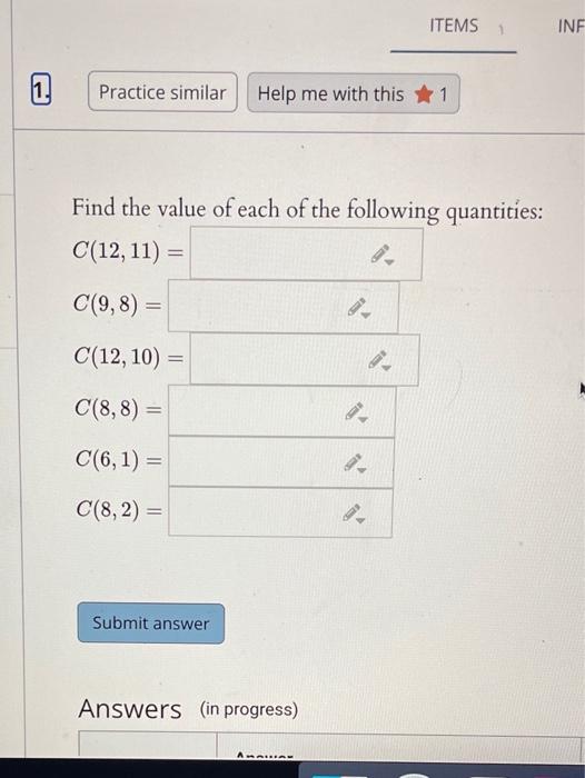 Solved ITEMS INF 1 Practice similar Help me with this # 1 | Chegg.com