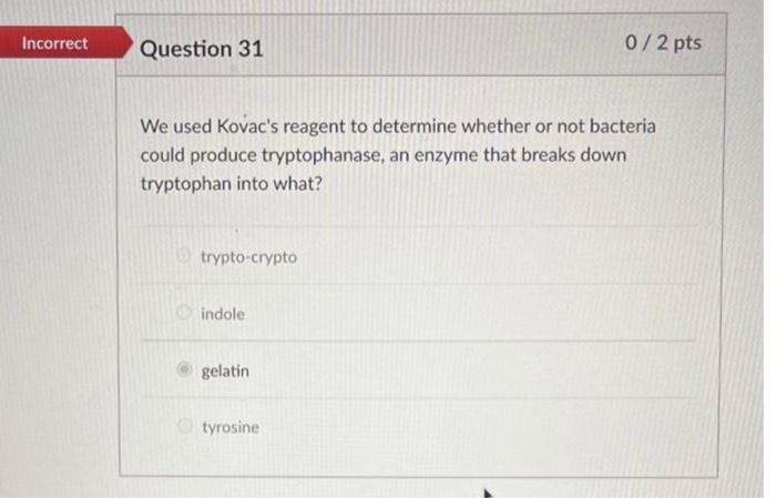 Solved We used Kovac's reagent to determine whether or not | Chegg.com