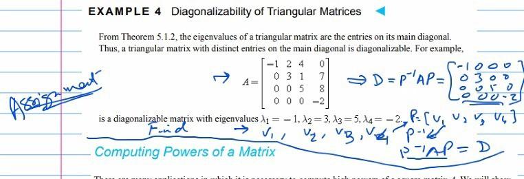 Solved ment EXAMPLE 4 Diagonalizability of Triangular | Chegg.com