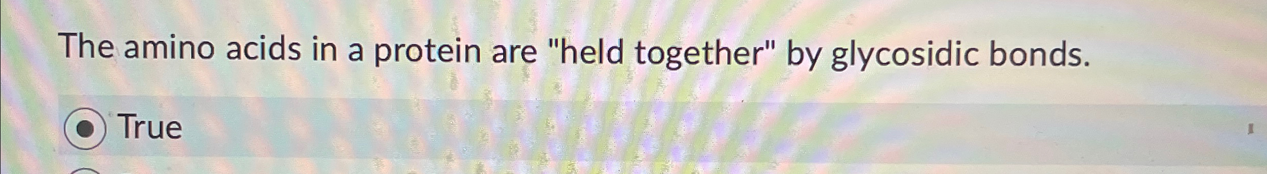 Solved The amino acids in a protein are "held together" by | Chegg.com