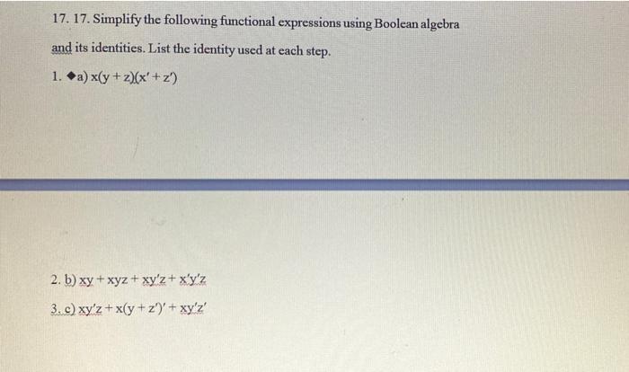 Solved 17 17 Simplify The Following Functional Expressions Chegg Com