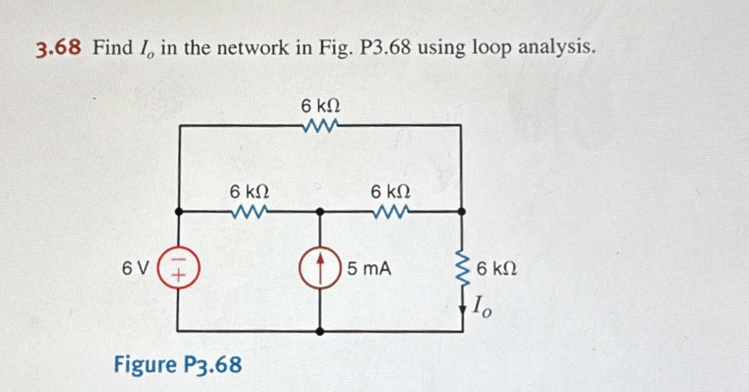 Solved 3.68 ﻿Find Io ﻿in the network in Fig. P3.68 ﻿using | Chegg.com