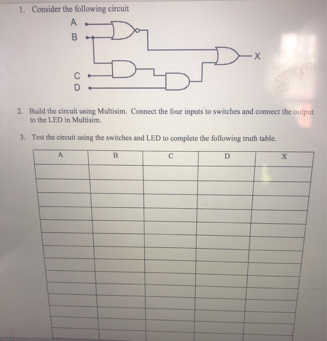 Solved 1. Consider the following circuit Dex 2. Build the | Chegg.com