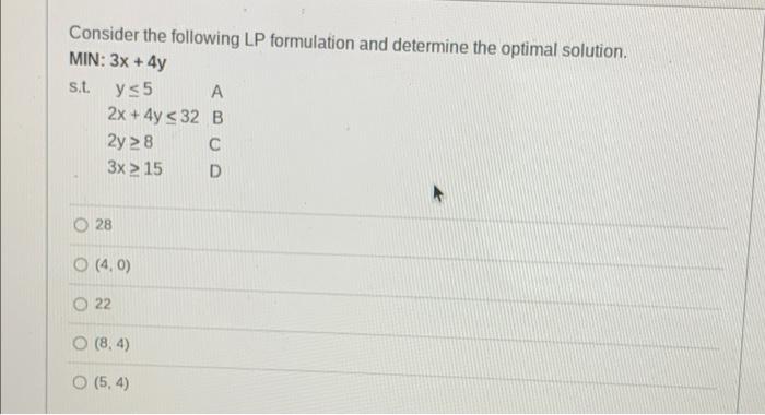 Solved Consider The Following LP Formulation And Determine | Chegg.com