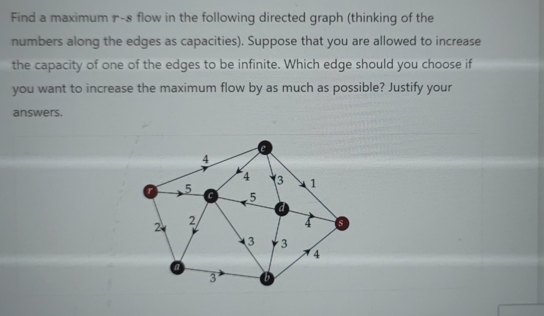Solved Find a maximum r−s flow in the following directed | Chegg.com