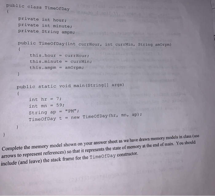 Solved public class TimeOfDay private int hour; private int | Chegg.com