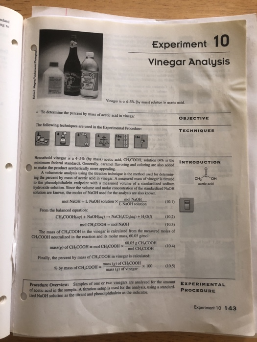 Solved Experiment 10 Report Sheet Vinegar Analysis Desk No.