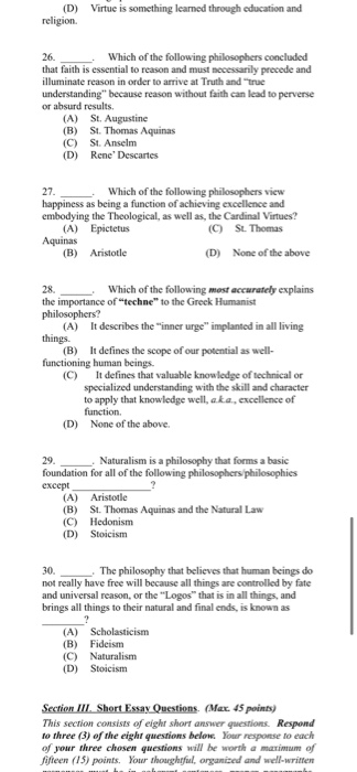 Section II: Multiple Choice (Max. 40 points) This | Chegg.com