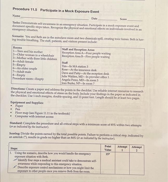 Solved Procedure 11.5 Participate in a Mock Exposure Event