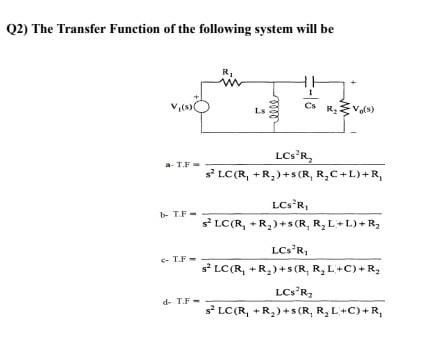 Q2 The Transfer Function Of The Following System Chegg Com