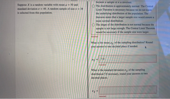 Solved Suppose X is a random variable with mean y = 50 and | Chegg.com