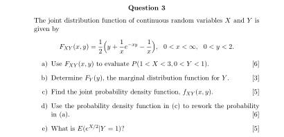 Solved The joint distribution function of continuous random | Chegg.com