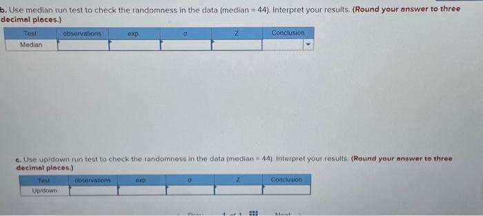 Solved . Use Median Run Test To Check The Randomness In The | Chegg.com