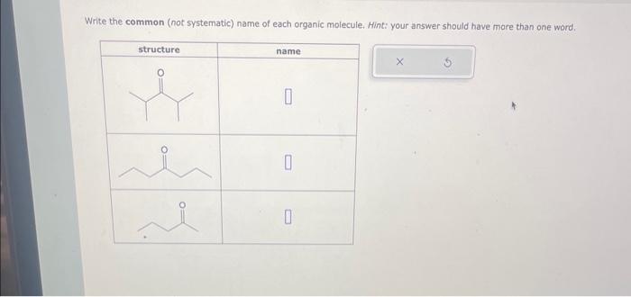 Solved Write the common (not systematic) name of each | Chegg.com