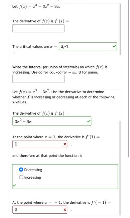 Solved Let F X X3−3x2−9x The Derivative Of F X Is F′ X