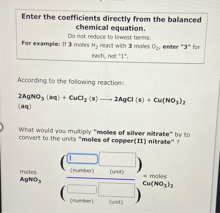 Solved Enter the coefficients directly from the balanced