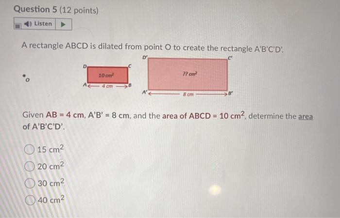 Solved Question 5 (12 points) Listen A rectangle ABCD is | Chegg.com