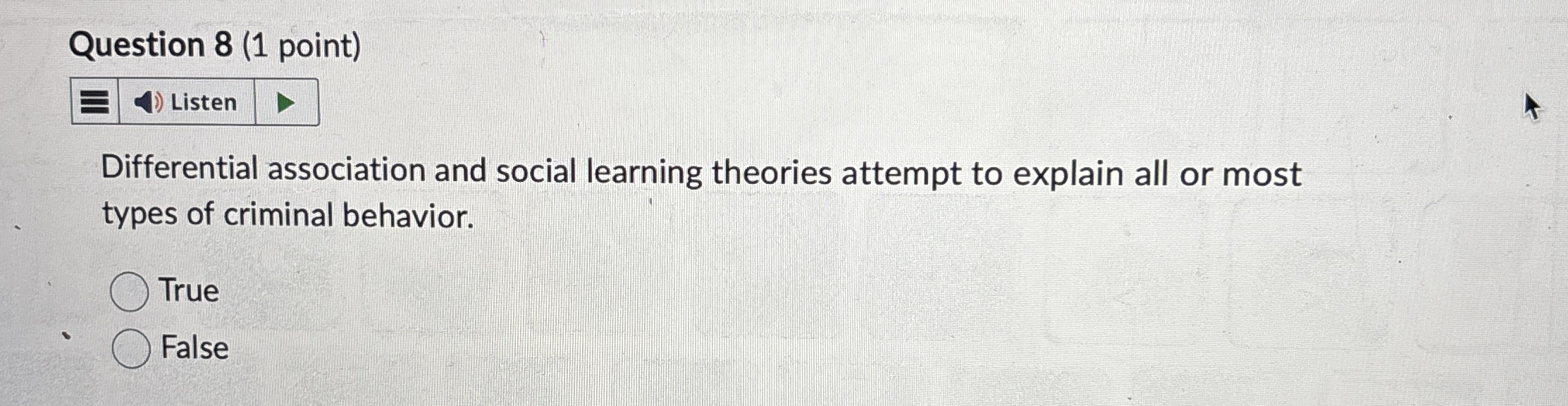 Solved Question 8 (1 ﻿point)Differential association and