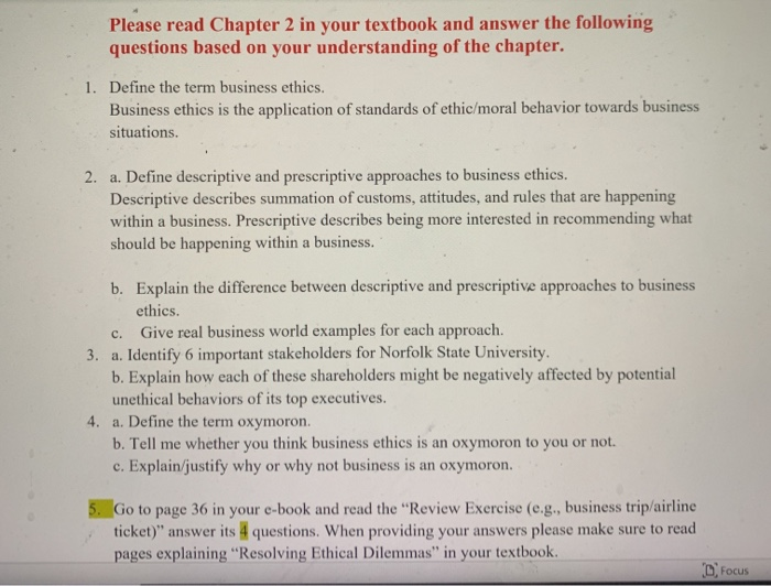 Solved Please read Chapter 2 in your textbook and answer the | Chegg.com