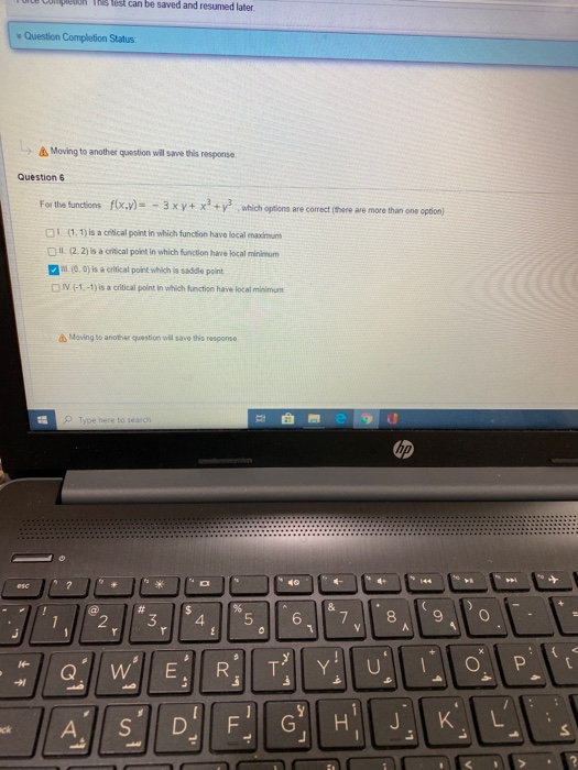 Solved This test can be saved and resumed later Question | Chegg.com