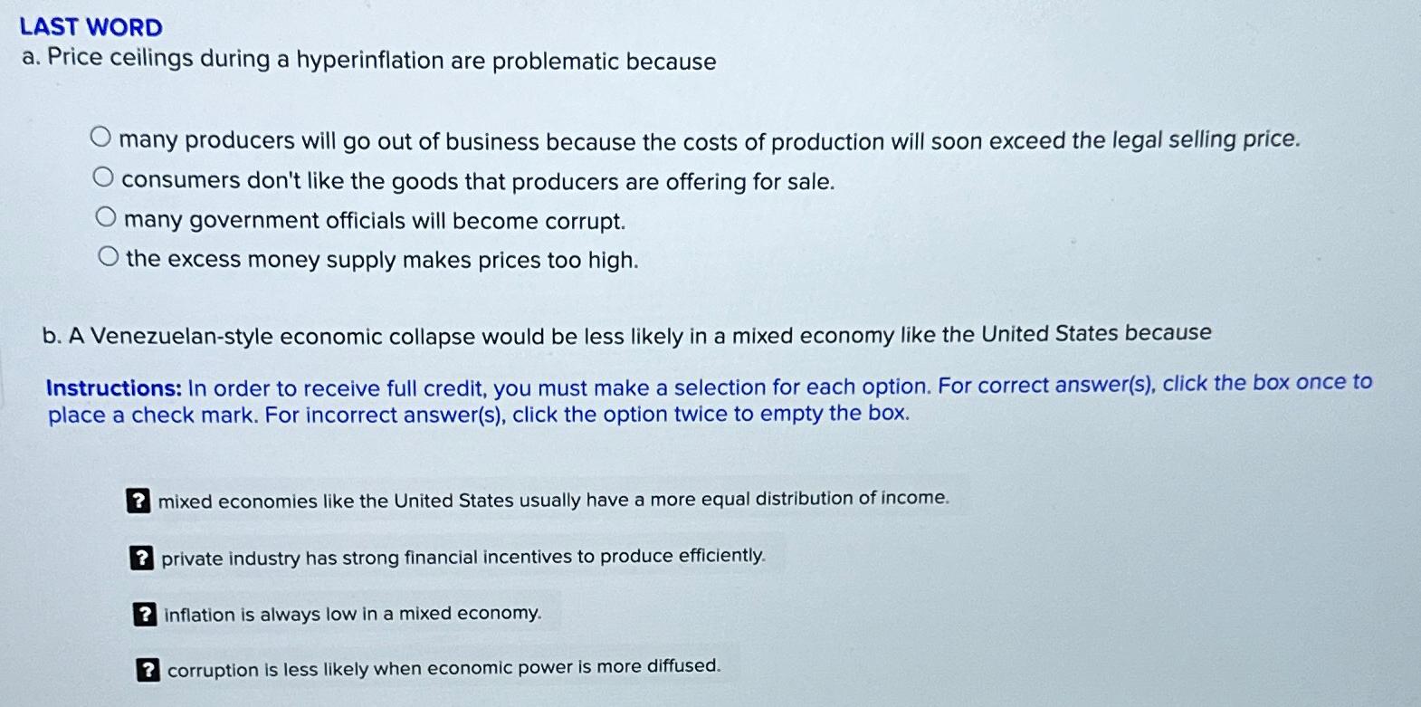 Solved Last Worda Price Ceilings During A Hyperinflation Chegg Com