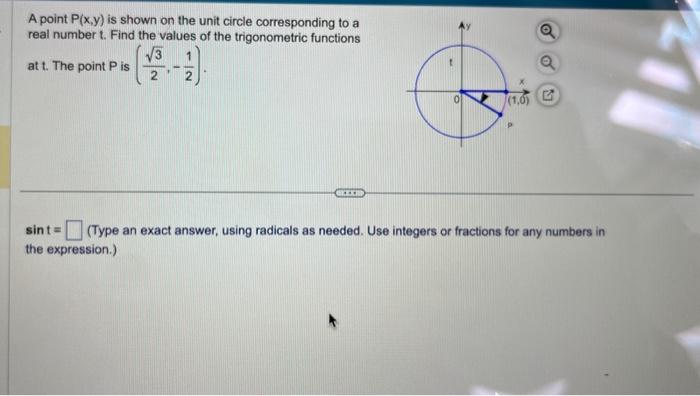 Solved A Point P(x,y) Is Shown On The Unit Circle | Chegg.com