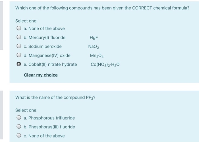 Solved Which One Of The Following Compounds Has Been Give Chegg Com