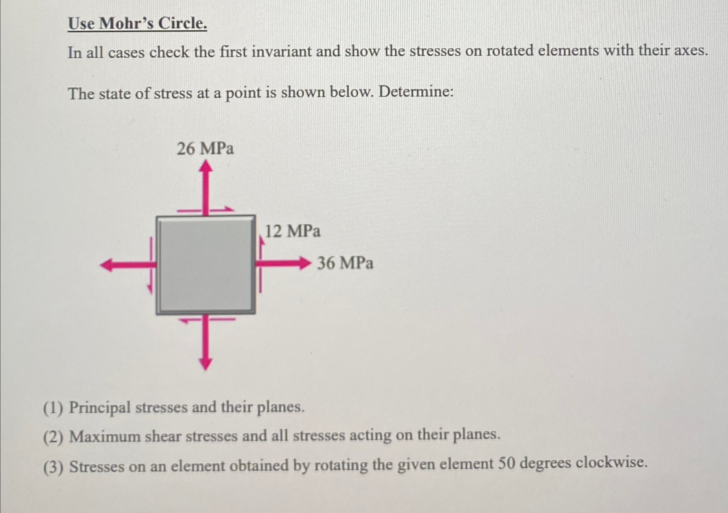 Solved Use Mohrs circle to solve the problems | Chegg.com