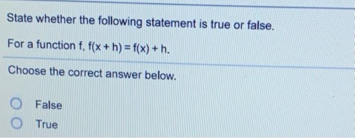 Solved State whether the following statement is true or | Chegg.com
