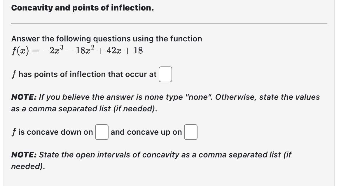 Solved Concavity and points of inflection.Answer the | Chegg.com