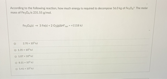 Solved According To The Following Reaction, How Much Ener
