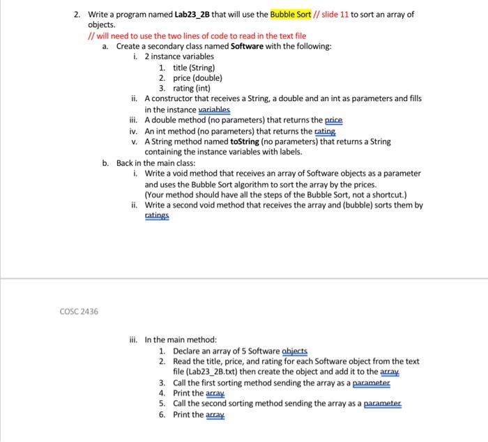 Solved 2. Write a program named Lab23_2B that will use the | Chegg.com
