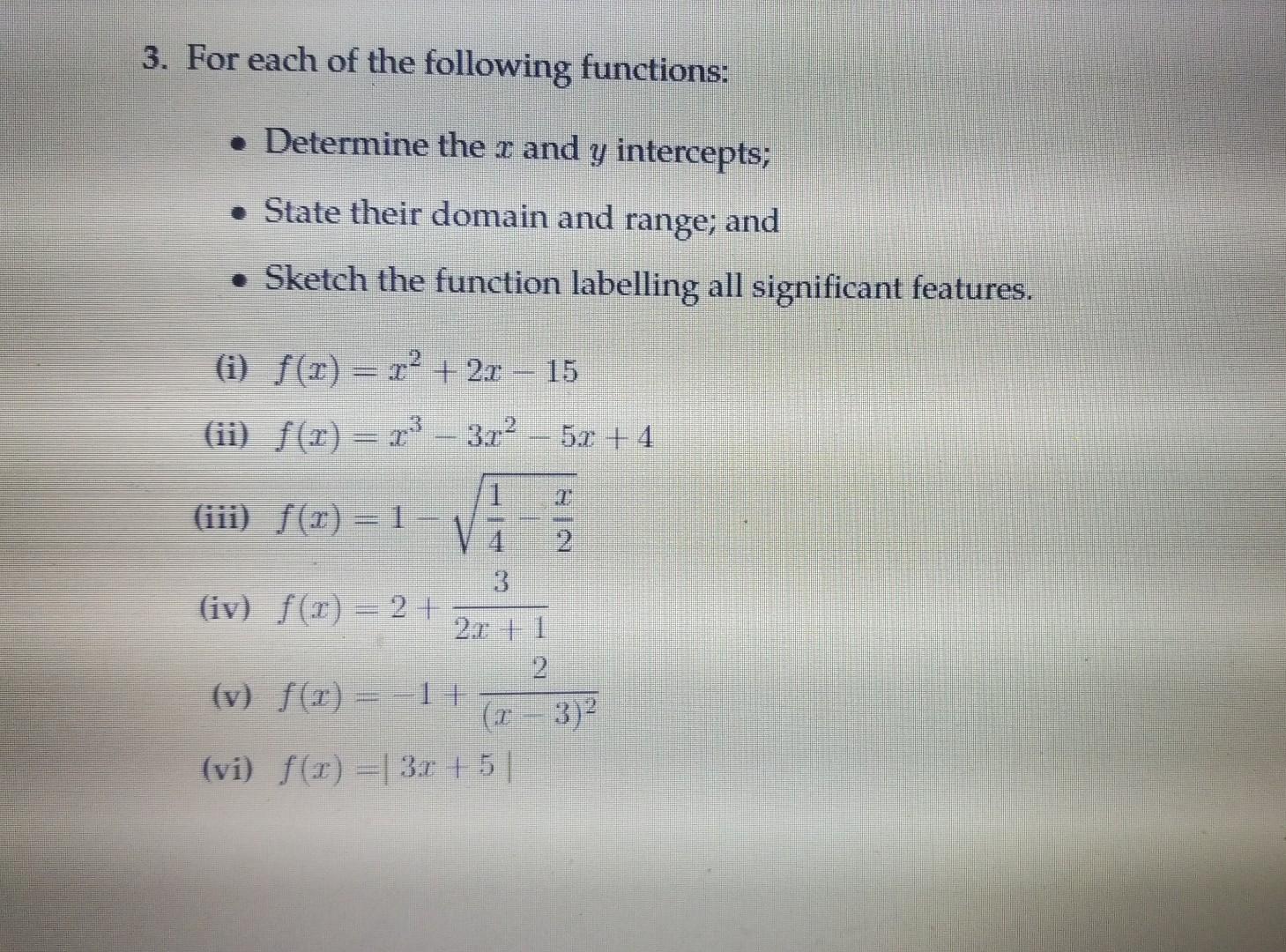 Solved 3. For each of the following functions: - Determine | Chegg.com