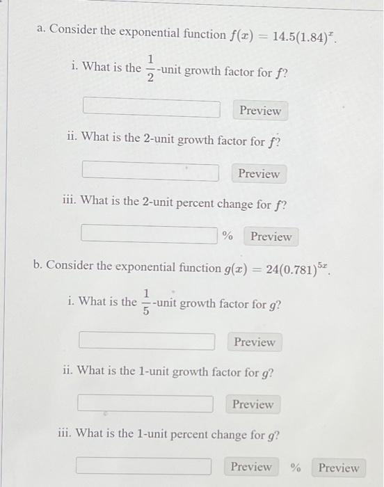Solved a. Consider the exponential function | Chegg.com