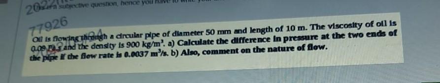Solved On is flowingshipouth a drcular pipe of diameter 50 | Chegg.com