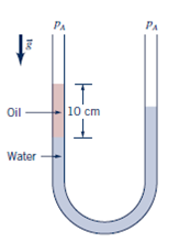 Solved: The U-tube manometer shown in Fig. P2.36 has two fluids ...