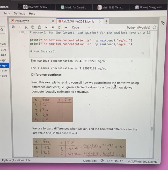 Solved Complete the code below to create a table of values | Chegg.com