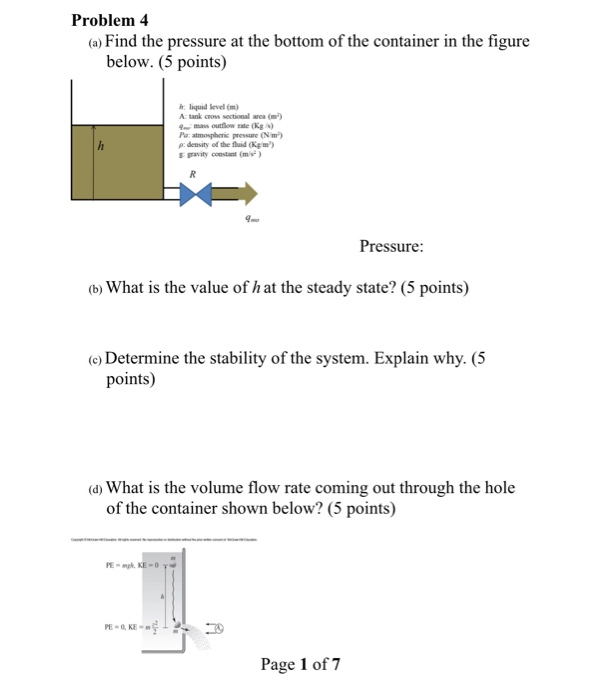 Solved Problem 4 (a) Find the pressure at the bottom of the | Chegg.com