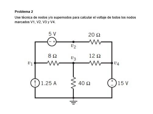 Solved Problema 2 Use técnica de nodos y/o supernodos para | Chegg.com