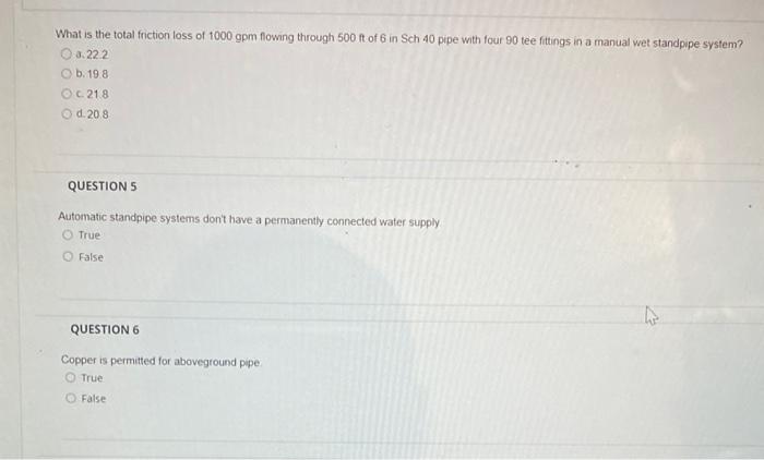 Solved What is the total friction loss of 1000gpm flowing | Chegg.com