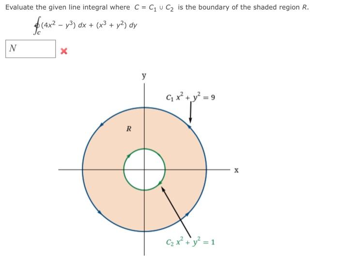 Solved Evaluate the given line integral where C=C1∪C2 is the | Chegg.com