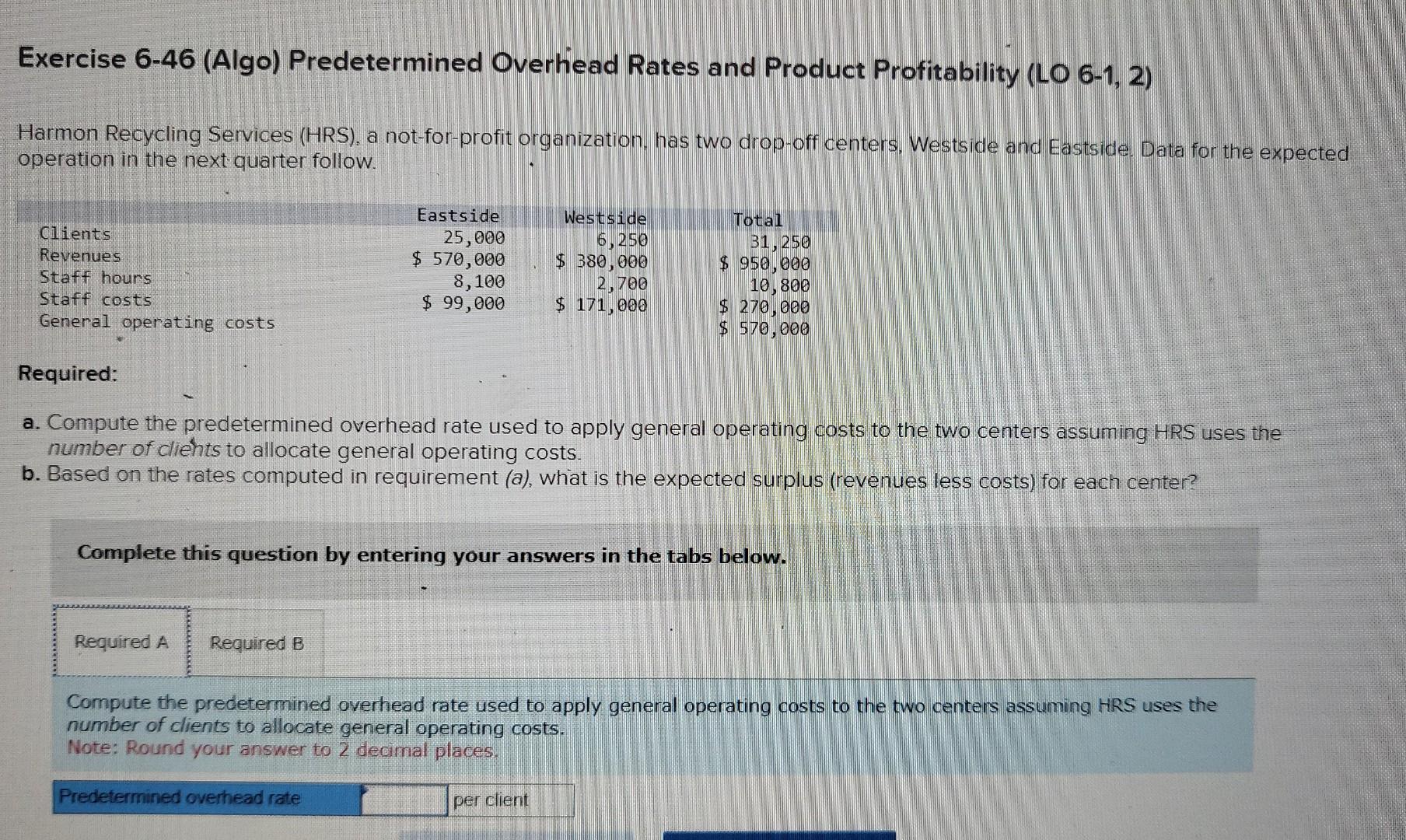 Solved Exercise 6-46 (Algo) Predetermined Overhead Rates And | Chegg.com