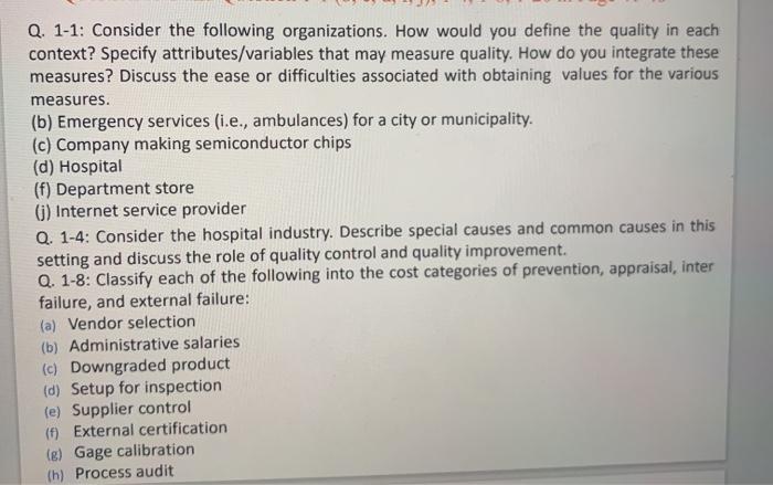 Solved Q 1 1 Consider The Following Organizations How Chegg