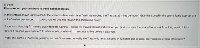 Solved (1 point) Please record your answers to three decimal | Chegg.com