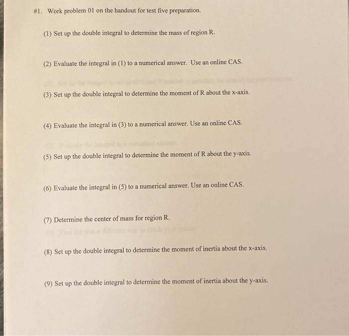 Solved \#1. Work problem 01 on the handout for test five | Chegg.com