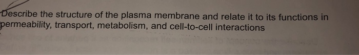 Solved Describe the structure of the plasma membrane and | Chegg.com