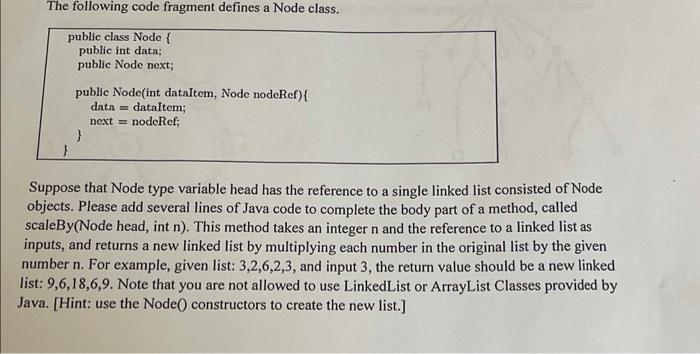 Solved The following code fragment defines a Node class. a | Chegg.com
